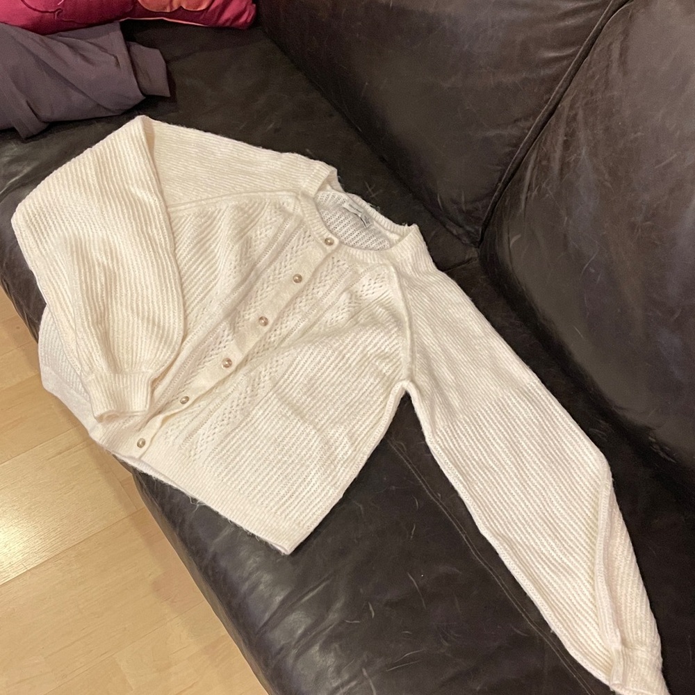Gentle Fawn, L, Cream Knit Cardigan, long sleeved, with a bell shape above wrist